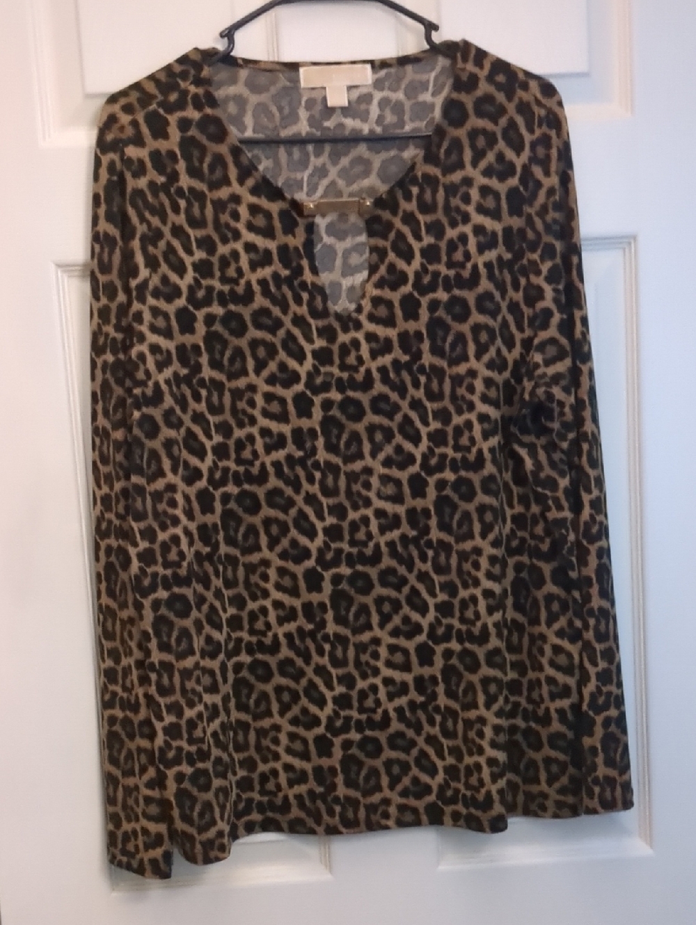 Michael Kors Leopard Print Blouse - Tan & Black